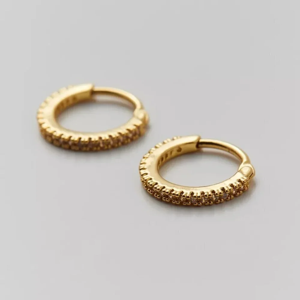 NWT Urban Outfitters 14k Gold Plated Rhinestone Hoop Earrings